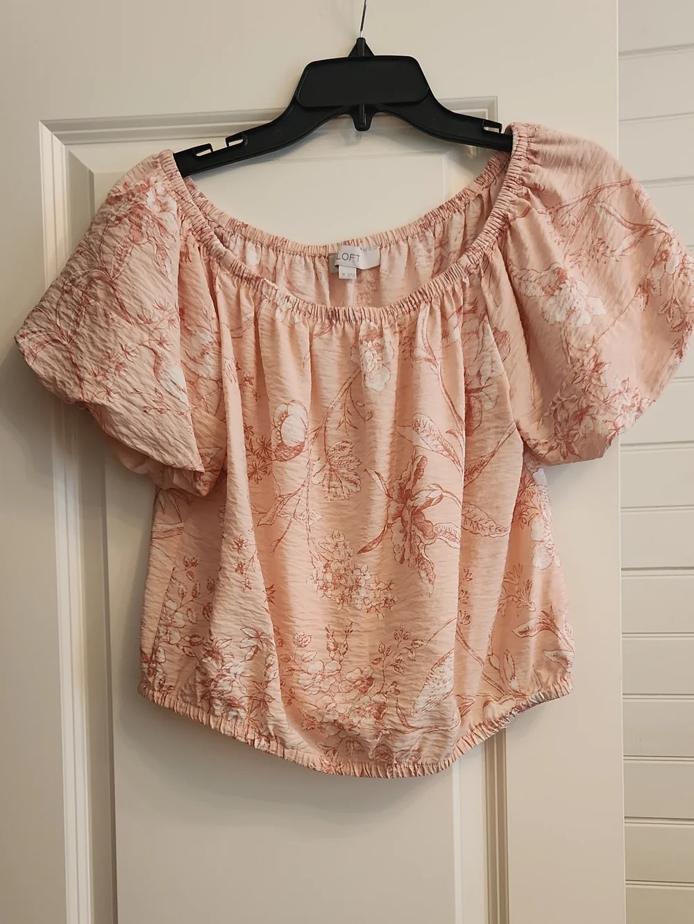 LOFT Blush Pink Floral Off-Shoulder Top